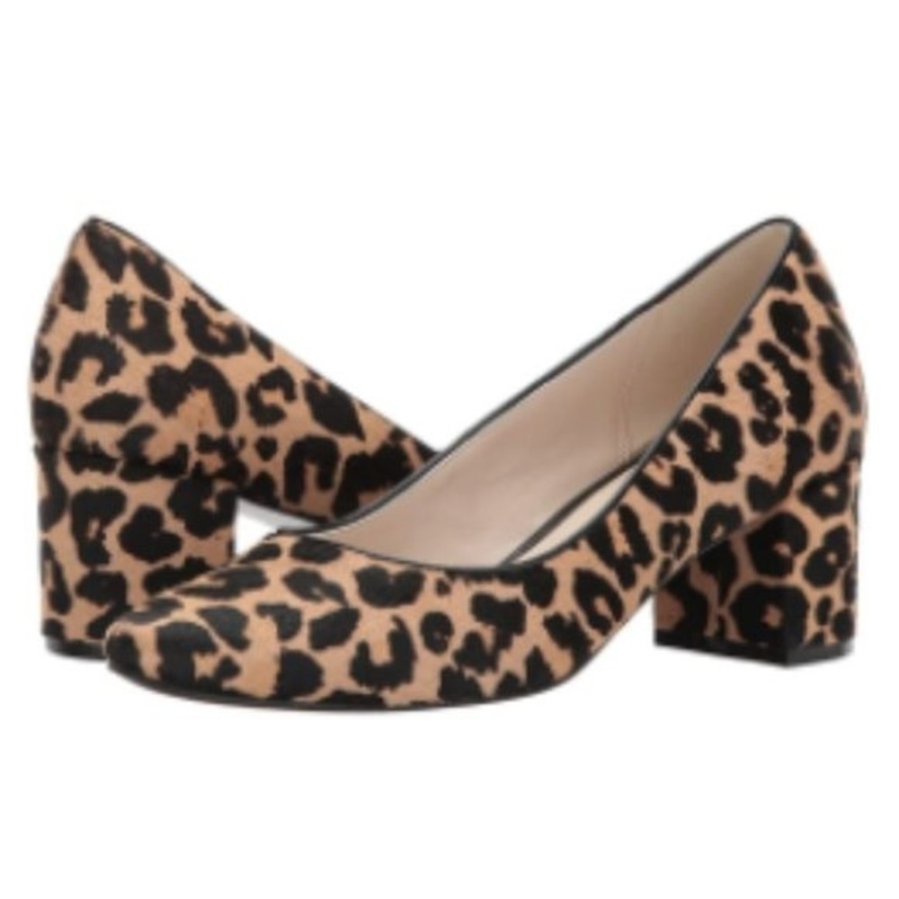 Cole Haan Womens Size 5 Animal Leopard Print Leather Block‎ Heels Pumps Shoes